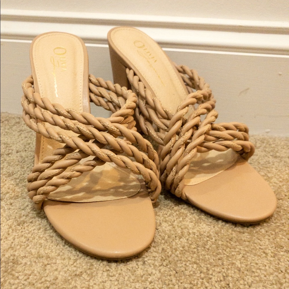 Tan Braided Block Heel